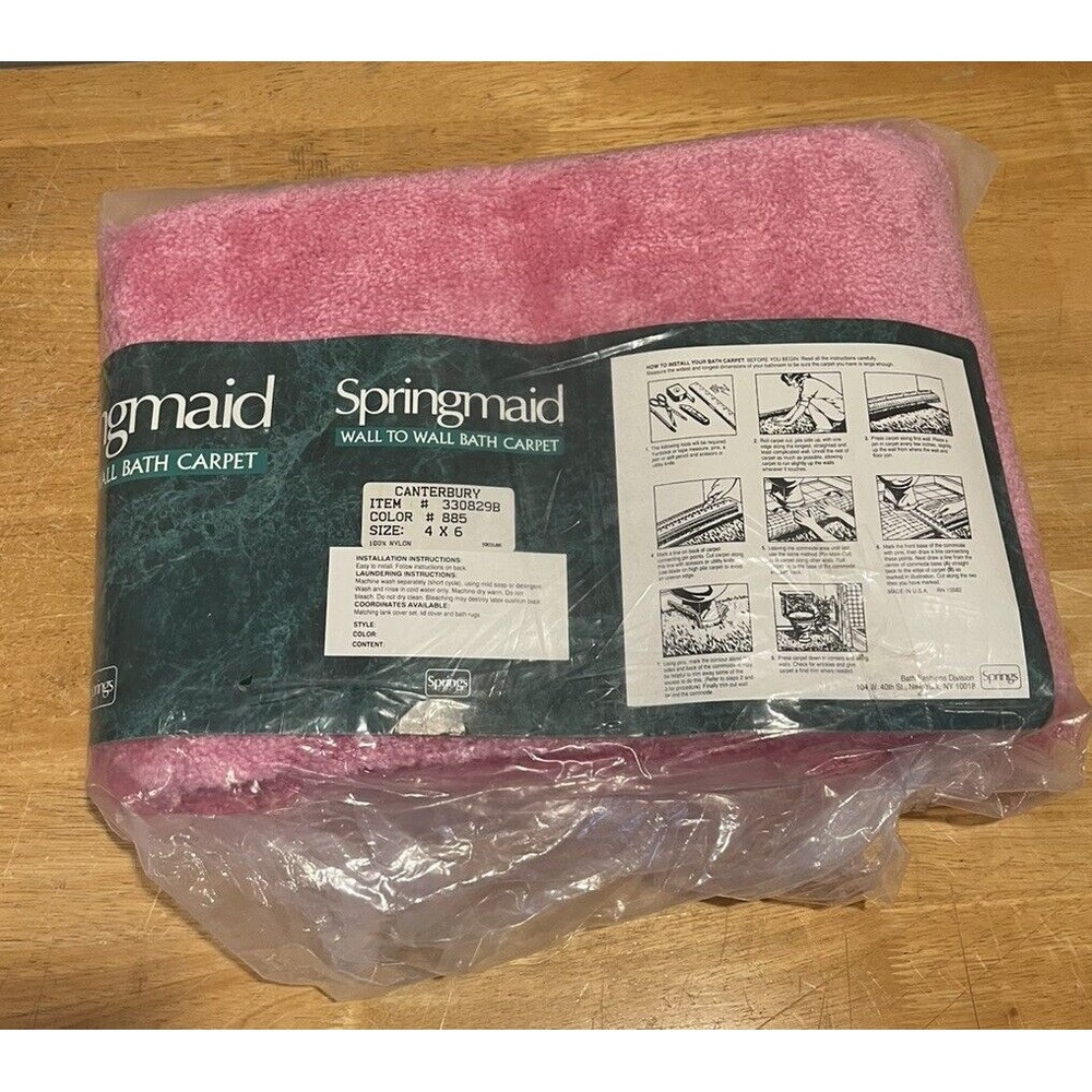 Vtg Springmaid Hot Pink Bath Carpet ~ Wall To Wall 4' X 6'‎ NOS MCM